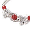 3Pcs Natural Carnelian & Amethyst & White Jade Beaded Braceleys BJEW-JB11665-4