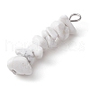 Gradient Color Natural Quartz Crystal & Natural Howlite & White Moonstone Chip Beaded Pendants PALLOY-JF02791-01-4