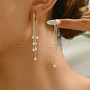 Elegant S925 Sterling Silver Clear Cubic Zirconia Flat Round Chandelier Earrings SY5104-1-1