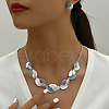 3 Tone Leaf Alloy Enamel Bib Necklace & Stud Earring FS-WG7DDB7-01-1