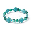 Synthetic Turquoise Turtle & Glass Beaded Stretch Bracelet BJEW-JB09763-2