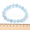 Natural Aquamarine Round Bead Stretch Bracelets for Men Women BJEW-U034-01B-01-5