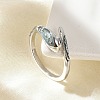 Brass Cubic Zirconia Cuff Rings for Women RJEW-S401-01P-2