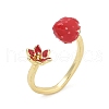 Brass with Enamel Cuff Open Rings for Women RJEW-Q019-01B-G-4