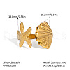 Ocean Themes Stainless Steel Adjustable Cuff Rings for Women VG5206-7-1