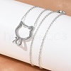 304 Stainless Steel Cat Outline Pendant Necklaces for Women NJEW-F339-03P-5