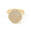 Flat Round Brass Micro Pave Clear Cubic Zirconia Finger Rings RJEW-G309-41G-2
