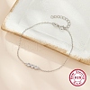 S925 Sterling Silver Clear Cubic Zirconia Flat Round Link Bracelets PB1196-2-1