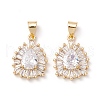 Brass Micro Pave Clear Cubic Zirconia Pendants X-KK-Z019-16G-1
