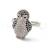 Penguin Clear & Black Cubic Zirconia Cuff Ring RJEW-M146-05P-1