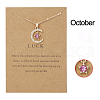 Moon & Star Alloy Rhinestone Birth Stone Pendant Necklaces WG0039E-10-1