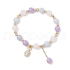 Natural Aquamarine & Rose Quartz & Amethyst Round Beaded Bracelets BJEW-JB11933-03-2