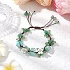 Electroplated Natural Green Aventurine Chip Bead Braided Bead Bracelets for Women BJEW-TA00610-04-1