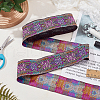 7M Ethnic Style Polyester Flower Embroidery Ribbon OCOR-WH0091-43-5