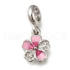 Rack Plating Alloy Pink Enamel European Dangle Charms PALLOY-A009-07P-1
