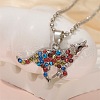 Alloy Colorful Rhinestone Howling Wolf Pendant Necklaces for Kid FS-WG51000-01-1