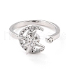 Moon & Star Rotatable Open Ring for Women RJEW-M139-13P-1