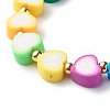Handmade Polymer Clay Heart Beads Stretch Bracelets BJEW-JB06560-02-4