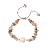 2Pcs Adjustable Natural Black Gold Rutilated Quartz Chip Beads Braided Bead Bracelets BJEW-JB11914-3