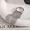 Exaggerated Fringe Stainless Steel Finger Rings with Simple Tassel Chain for Women EO0364-2