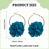 ANATTASOUL 4 Pairs 4 Colors 3D Flower Cloth Hoop Earrings EJEW-AN0003-69-7