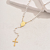 Stainless Steel & Plastic Rosary Bead Necklaces UE6084-1-1