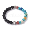 Natural Lava Rock & Synthetic Turquoise Beaded Stretch Bracelets BJEW-JB09985-02-1