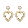 Wrapped Shell Pearl Beaded Dangle Stud Earrings EJEW-TA00206-1