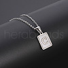 Rectangle Stainless Steel Pave Natural White Shell Pendant Necklaces FS-WG3D812-03-1
