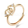 Brass Micro Pave Clear Cubic Zirconia Peg Bails Adjustable Finger Ring Settings KK-S354-282-NF-4