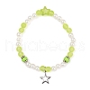 Dyed Round Natural Malaysia Jade with ABS Plastic Pearl Beaded Stretch Bracelets for Women BJEW-JB11643-02-2