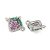 Brass Pave Green & Hot Pink Cubic Zirconia Fruit Connector Charms KK-Z109-01P-02-2