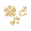 Brass Micro Pave Clear Cubic Zirconia Fold Over Clasps KK-M311-06G-2