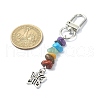 Natural & Synthetic Chip Bead with Tibetan Style Alloy Charms Pendants Decorations HJEW-JM01448-3
