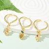Fruit Theme Brass Micro Pave Cubic Zirconia Open Cuff Rings for Women RJEW-U057-07G-1