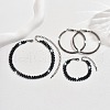 Alloy with Jet Rhinestone Chain Necklace & Hoop Earring & Bracelet FS-WG9D127-02-4