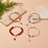 Natural Mixed Gemstone & Pearl Stretch Bracelet BJEW-JB09224-2