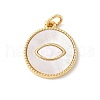 Brass Pave Natural White Shell Pendants KK-S522-11G-1