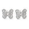 Butterfly Rack Plating Brass Micro Pave Clear Cubic Zirconia Stud Earrings for Women KK-Z038-17P-1