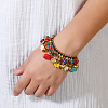 Bohemian Dyed Synthetic Turquoise Elephant & Brass Fish Heart Beaded Tassel Anklets for Women FS-WG11539-01-2