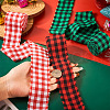 3 Rolls 3 Colors Tartan Cotton Linen Frayed Ribbon OCOR-TAC0035-11A-6