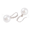 Rack Plating Brass Cubic Zirconia ABS Pearl Earring Hooks EJEW-S219-16P-03-2