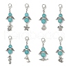 Angel Synthetic Turquoise Beads & Alloy Sea Animal Pendant Decorations HJEW-JM03074-2