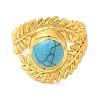Synthetic Turquoise Open Cuff Ring RJEW-M150-07G-2