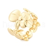 Flower Brass Cuff Rings for Women RJEW-B119-14G-01-4