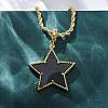Brass Enamel Star Pendant Necklaces for Women NJEW-K381-09G-01-2