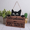 Wooden Rectangle with Word Cats Welcome People Tolerated Pendant Decoration PW-WG9044B-01-1