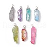 Electroplated Natural Quartz Crystal Pendants PALLOY-JF03363-1