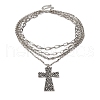 Alloy Multi Layered Necklaces for Women NJEW-U013-04P-2