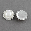 Shining Flatback Half Round Brass ABS Plastic Imitation Pearl Cabochons RB-S020-07-A11-1